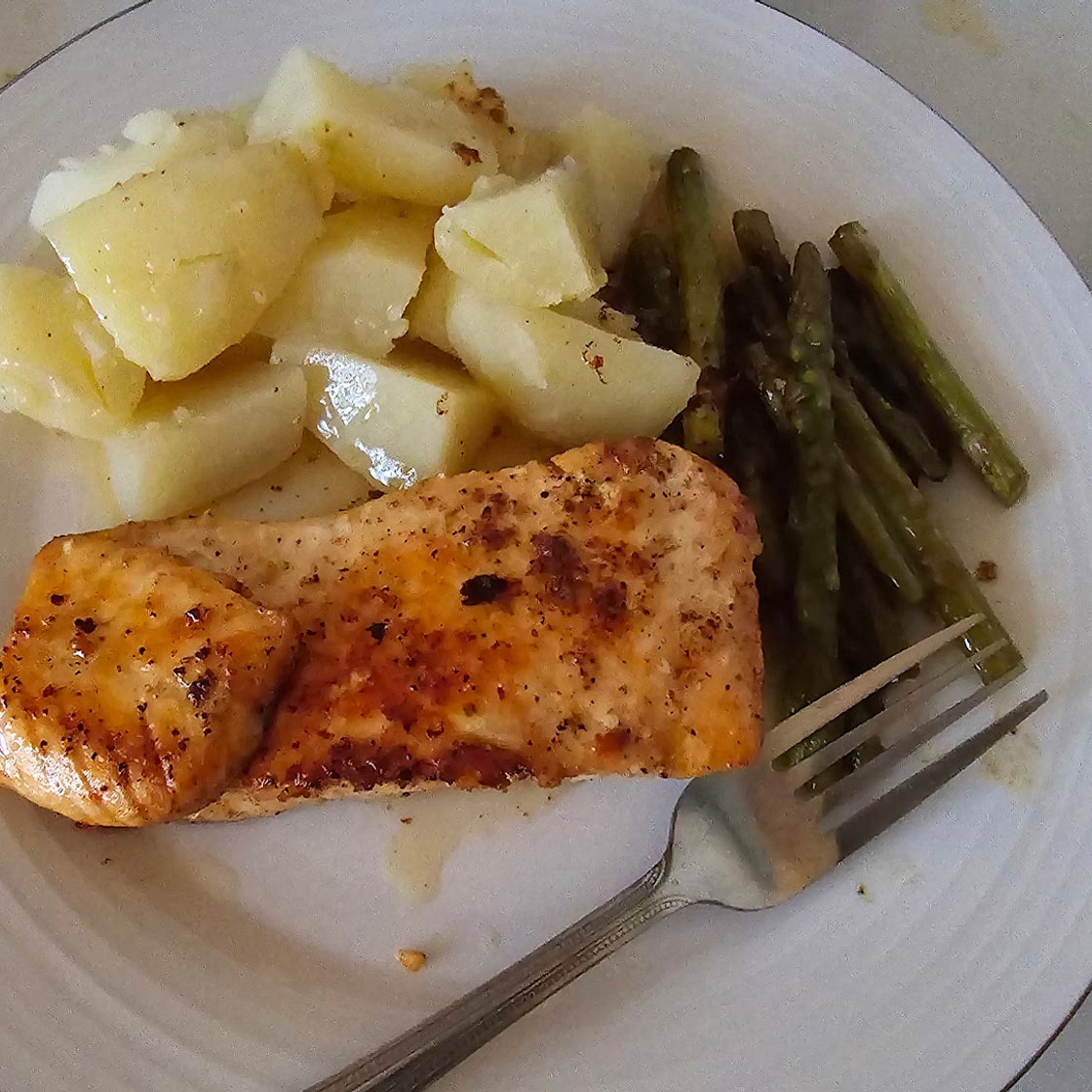 Salmon, asparagus, and potato