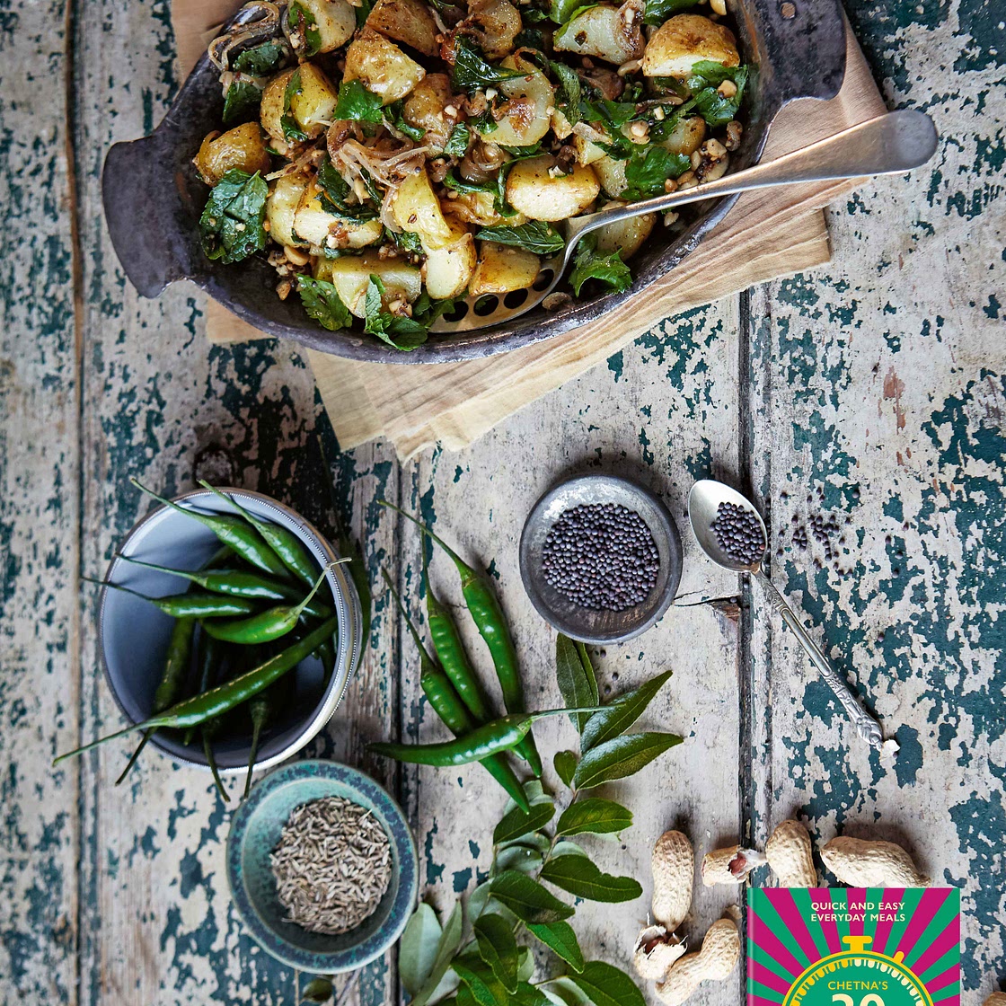 New potato & peanut salad