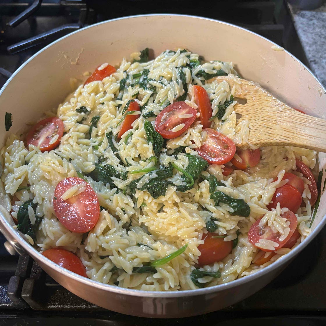 Creamy Orzo with Spinach