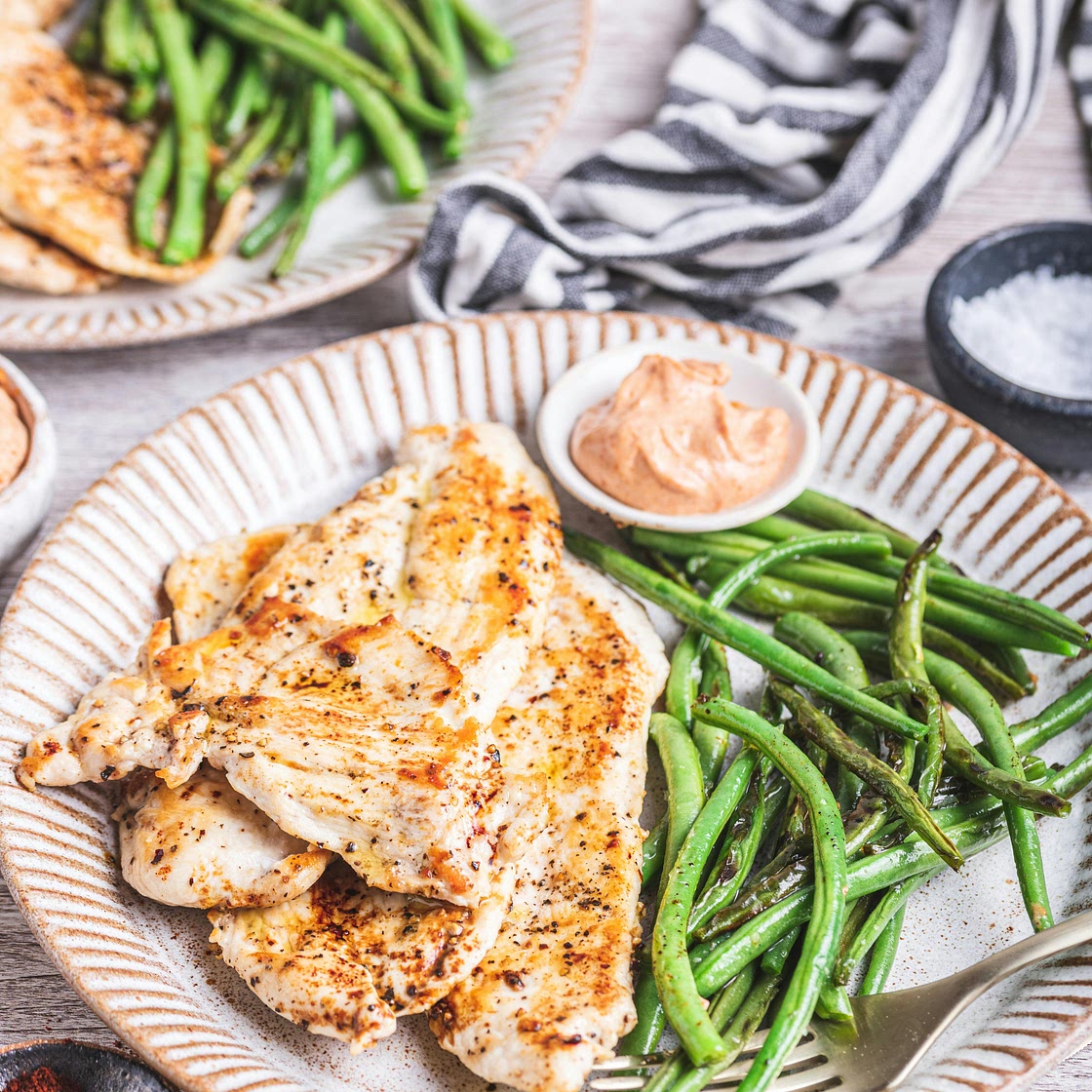 Chicken with Green Bean Fries and Chipotle Mayo - Recipe - Diet Doctor