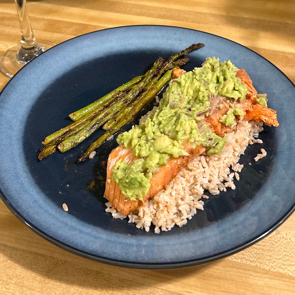 Grilled Salmon with avocado spread