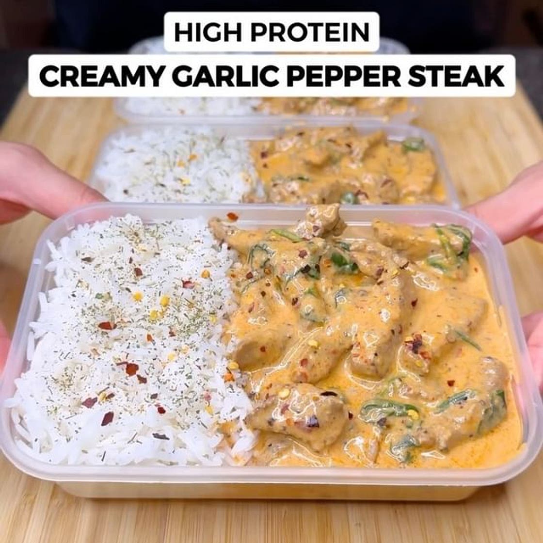 High Protein Creamy Garlic Pepper Steak! ONLY 541 Calories🧀🧄🥩