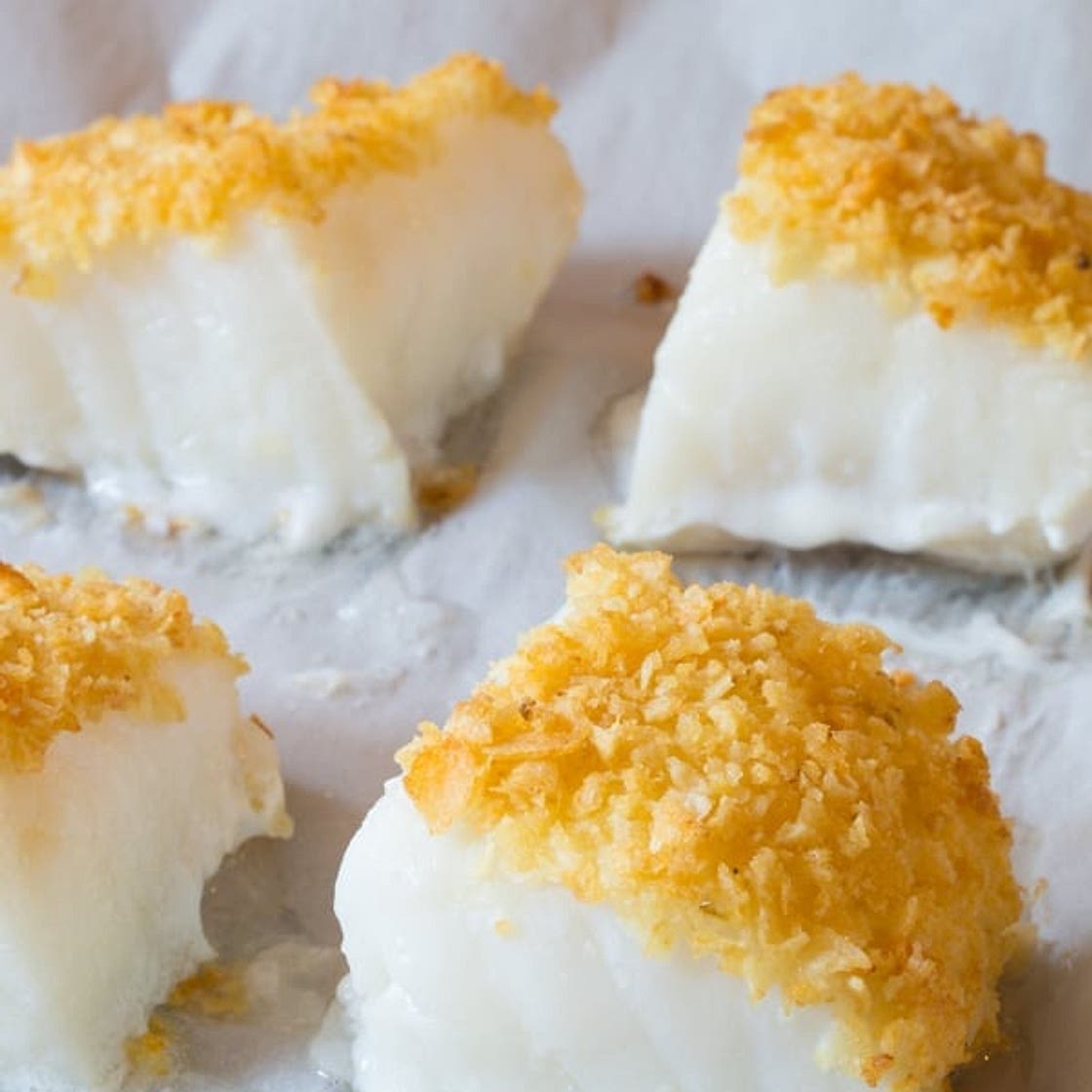 Potato Chip Crusted Baked Sea Bass