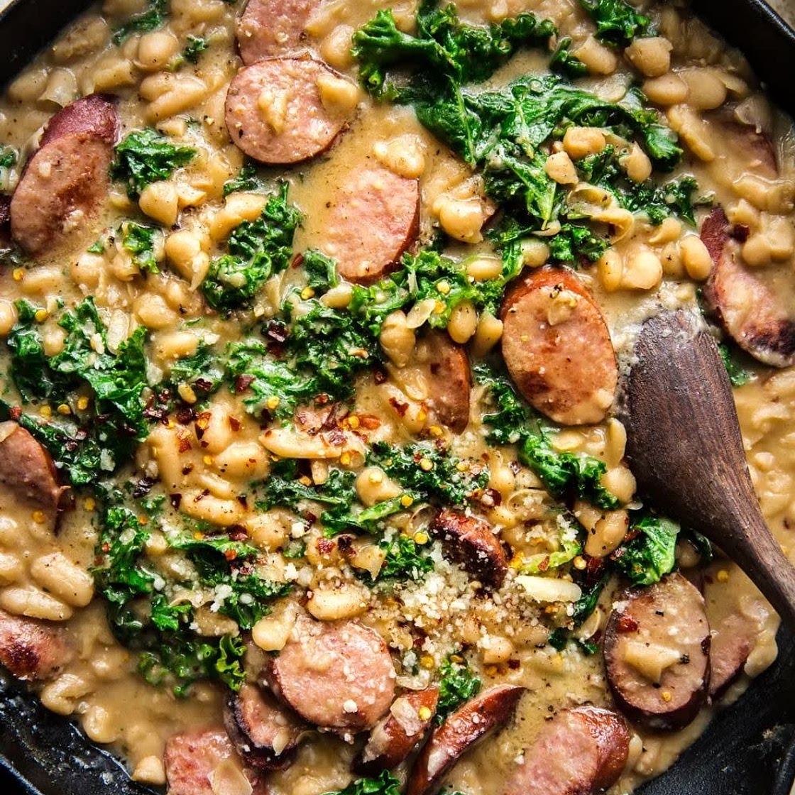 White bean sausage skillet
