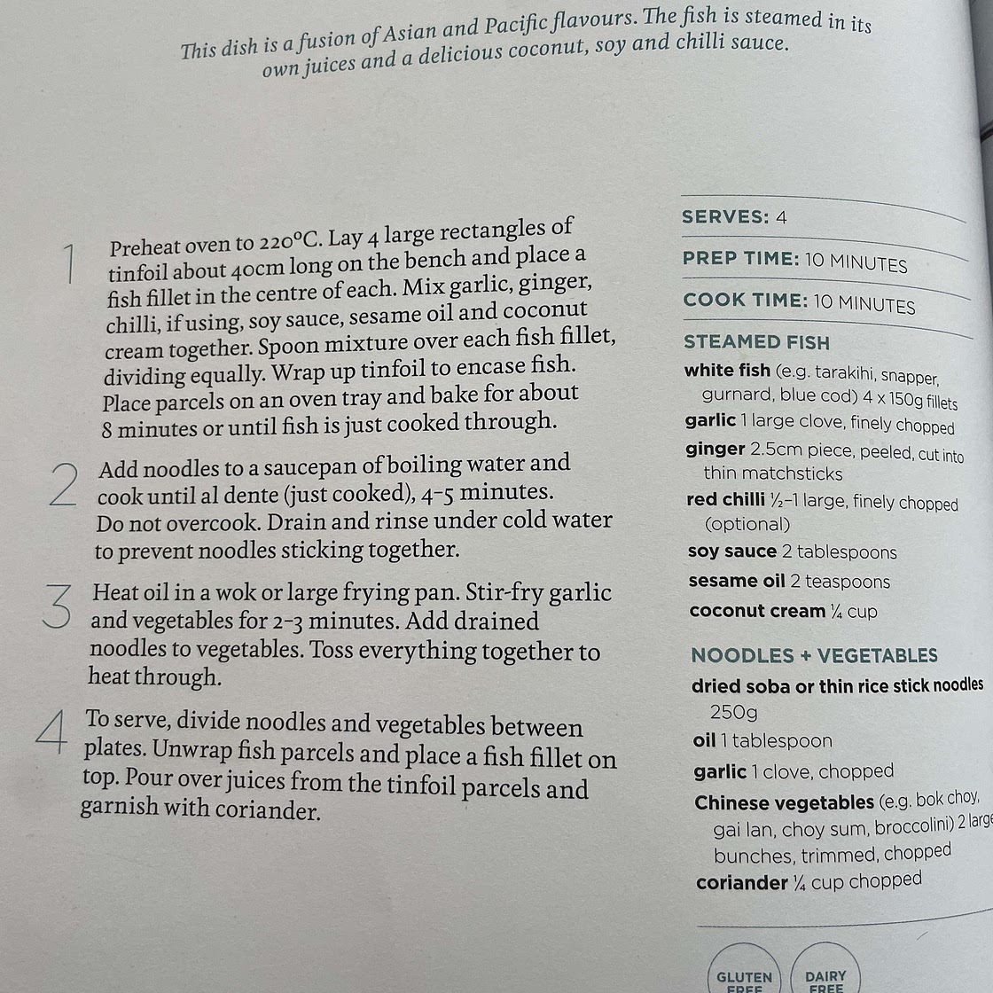 Coconut, chilli + coriander steamed fish w soba noodles - 202