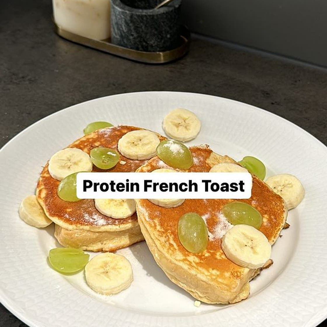 PROTEIN FRENCH TOAST 🥞 With 40 grams protein &amp; 400 kcals ⬇️ t