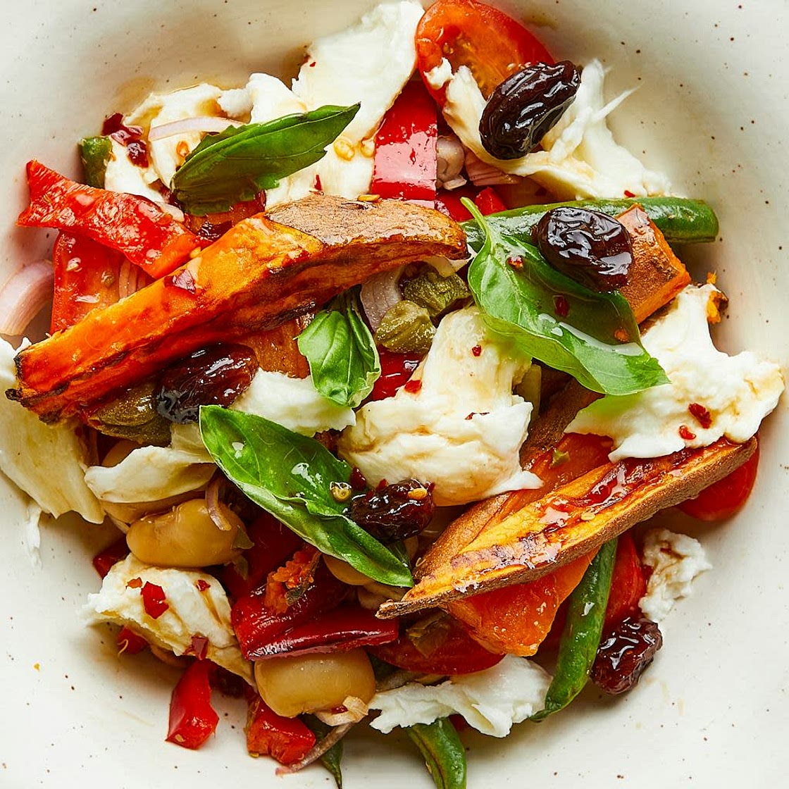 Mozzarella, Tomato & Charred Green Bean Salad