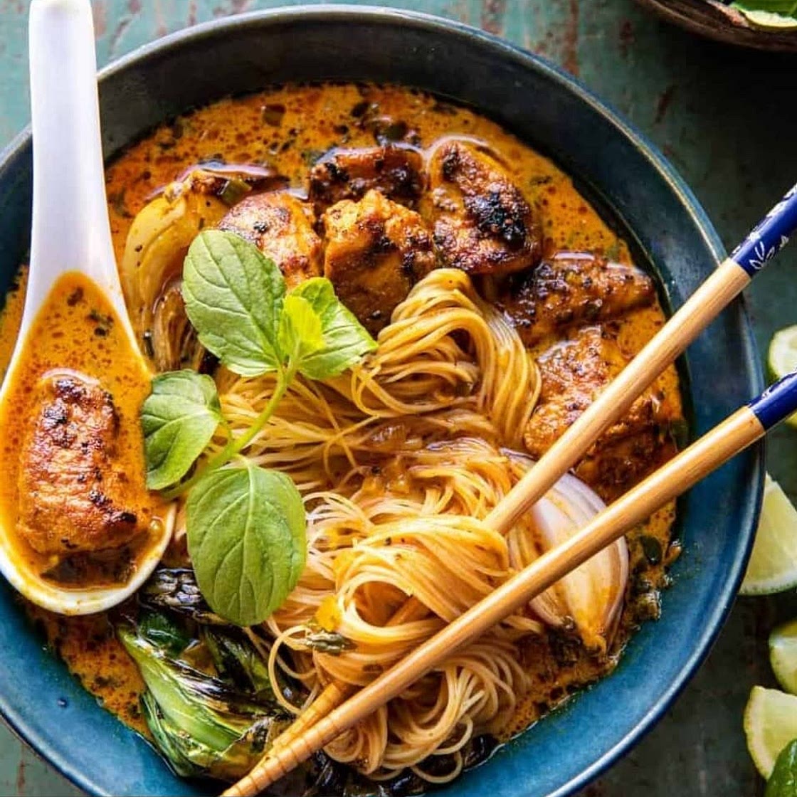 Creamy Thai chicken and noodles