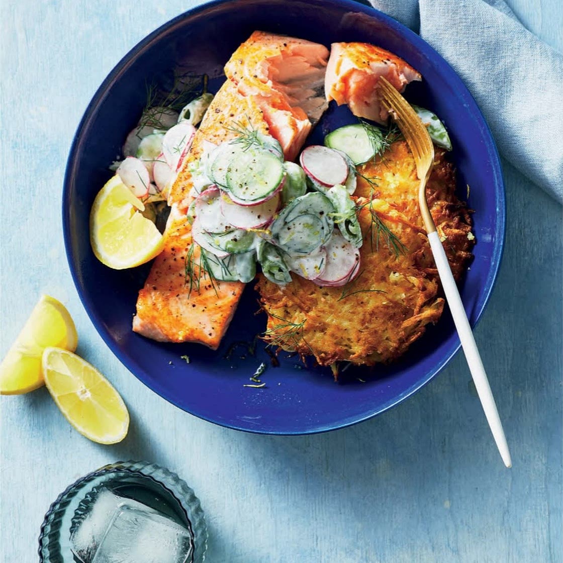 Salmon with parsnip hash brown