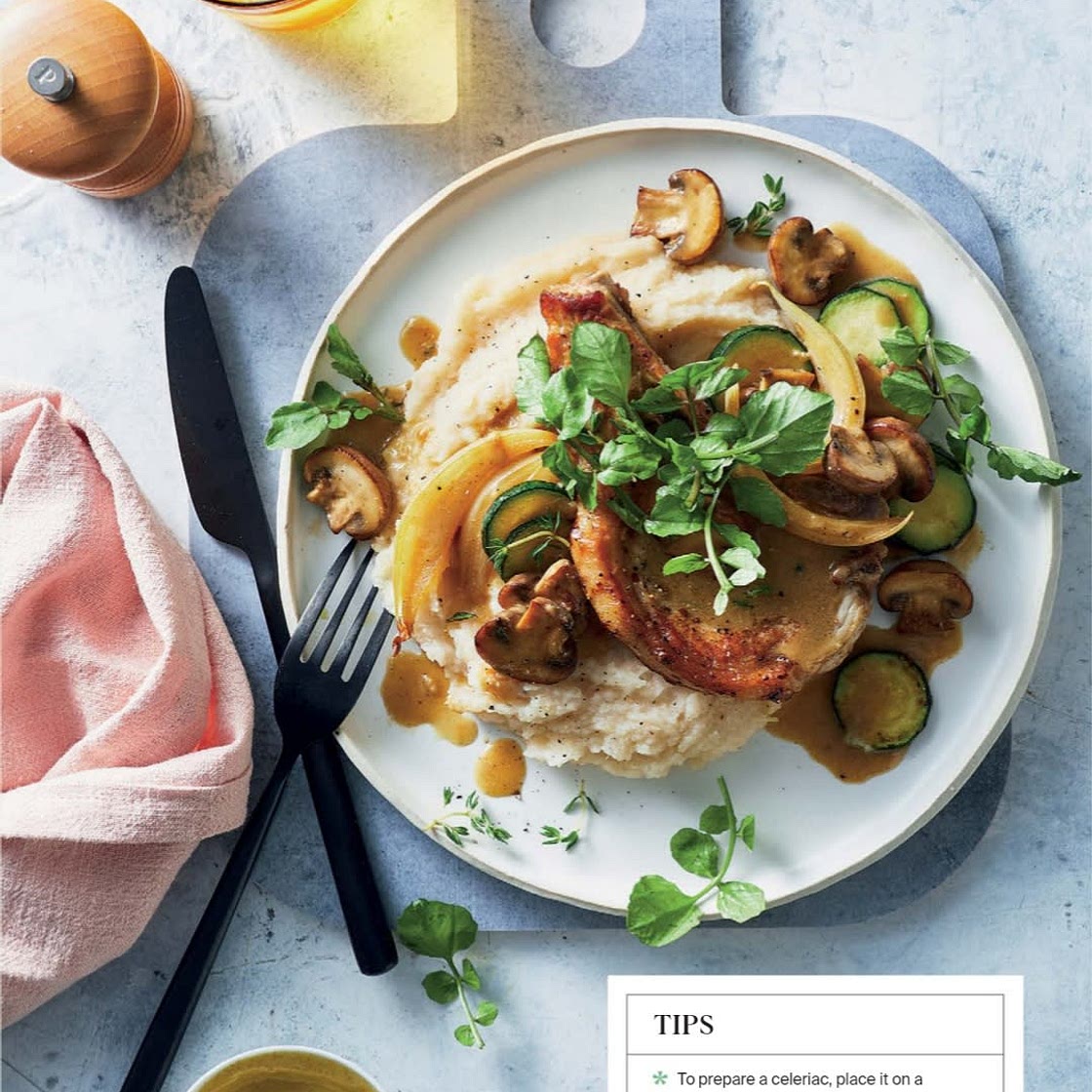 Pork with celeriac and white bean puree