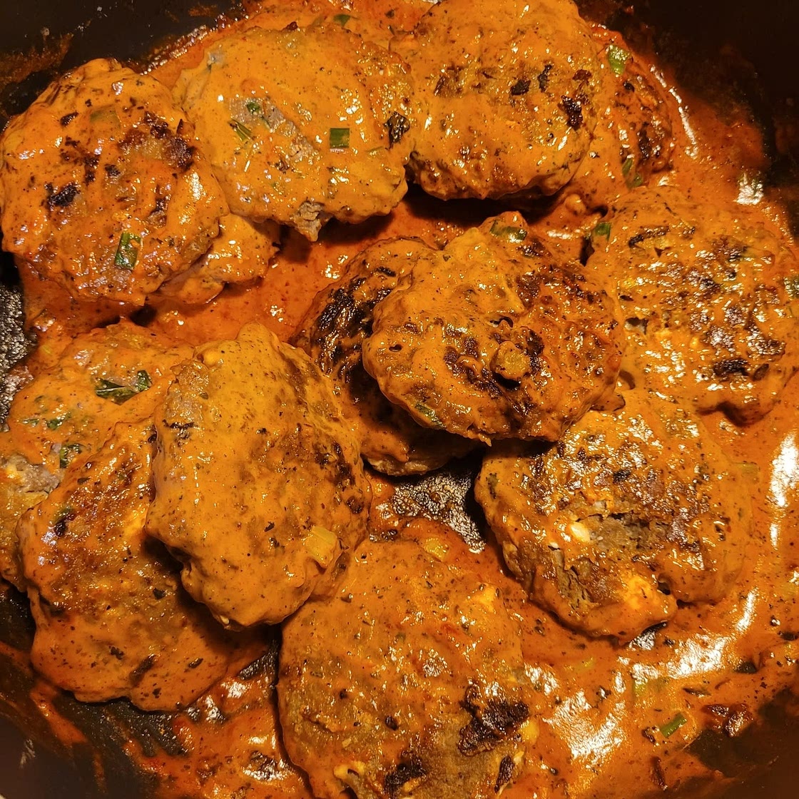 KETO FETA BURGERS WITH TOMATO CREAM SAUCE