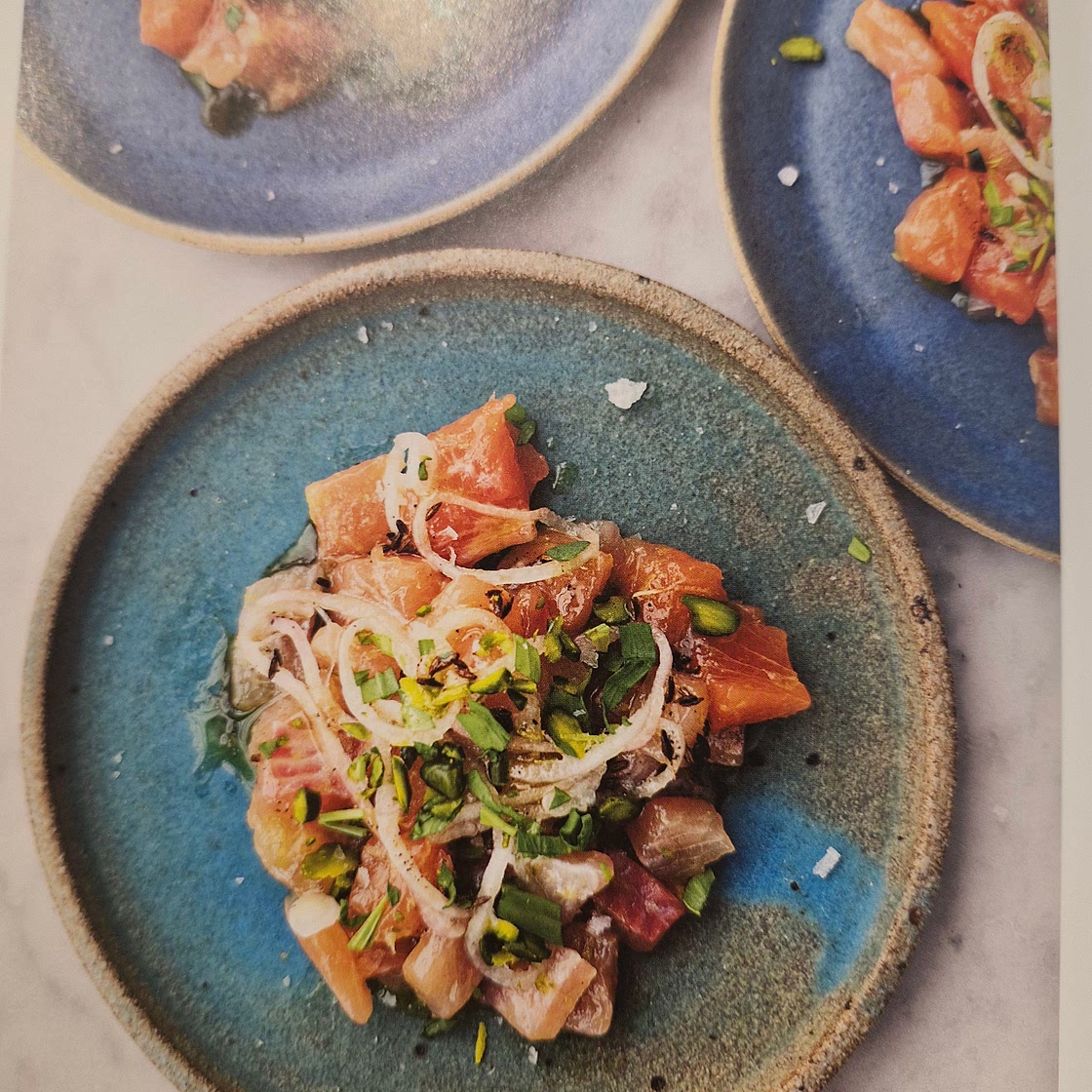 Trout tartare with burnt butter and pistachios - page 243