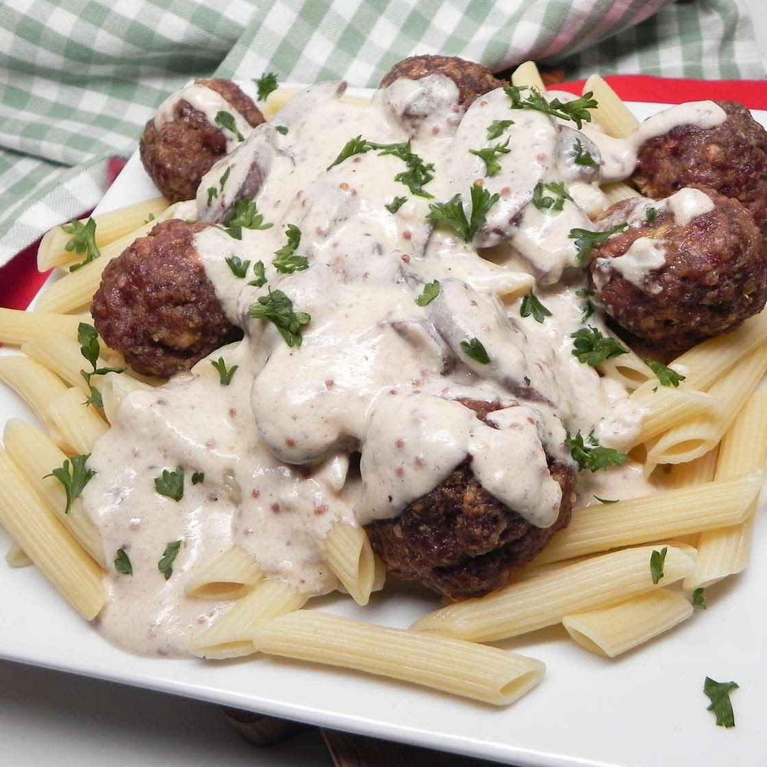 Venison Meatballs with Creamy Mustard Sauce