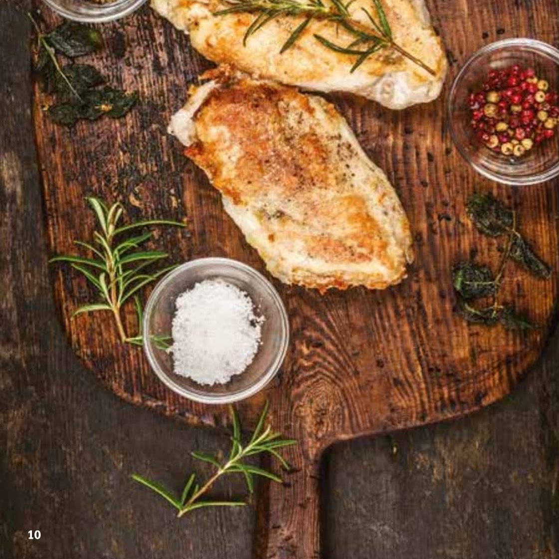 Pollo asado en sal de mar y finas hiervas