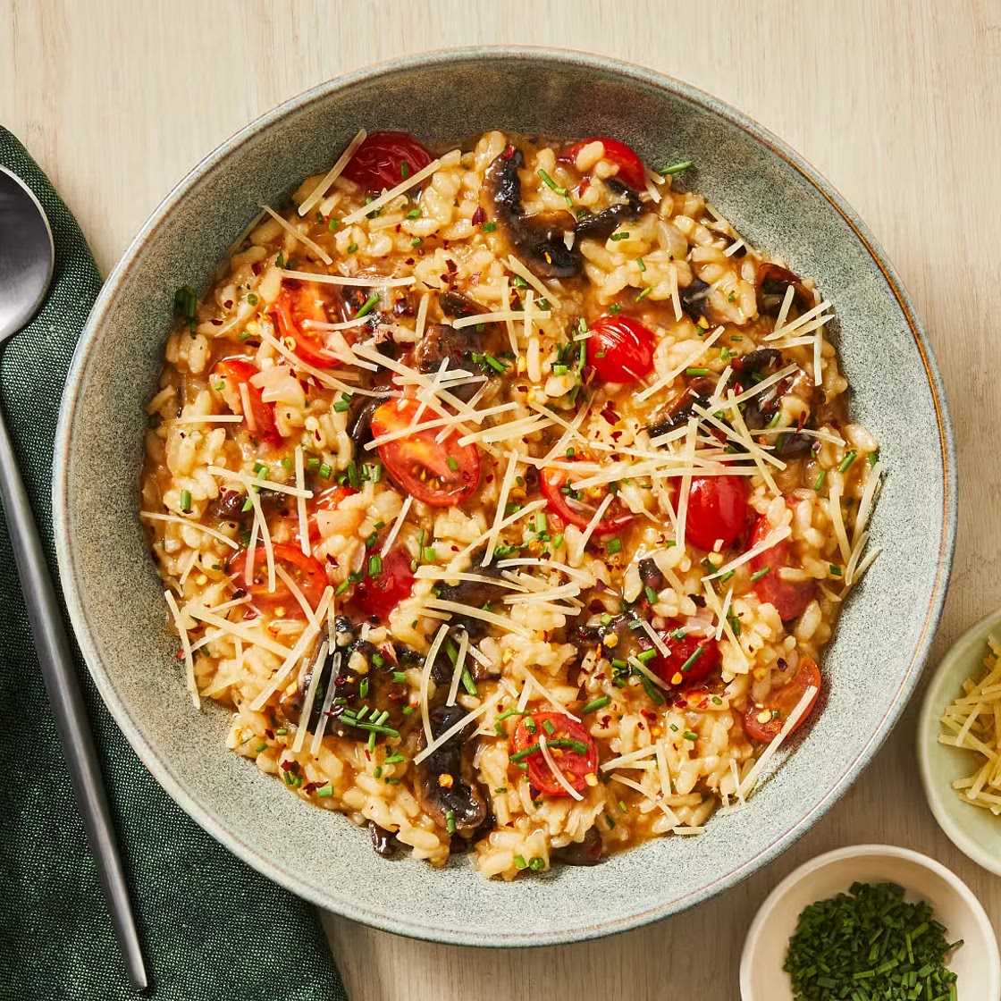 Chicken & Mushroom Risotto swirled with Chives & Garlic Herb Butter