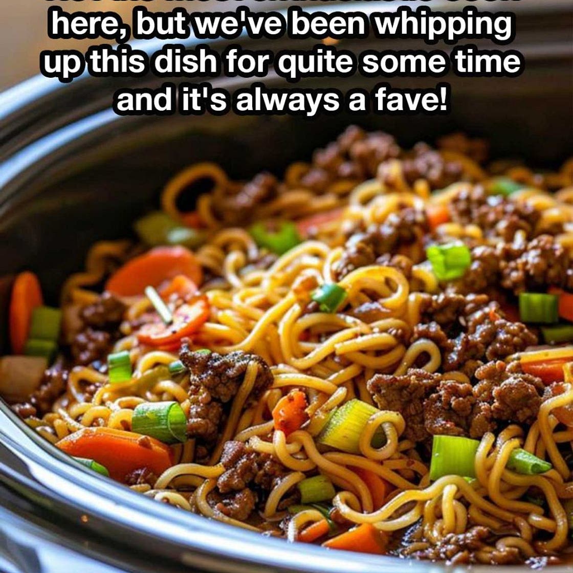 Slow Cooker Mongolian Ground Beef Chow Mein