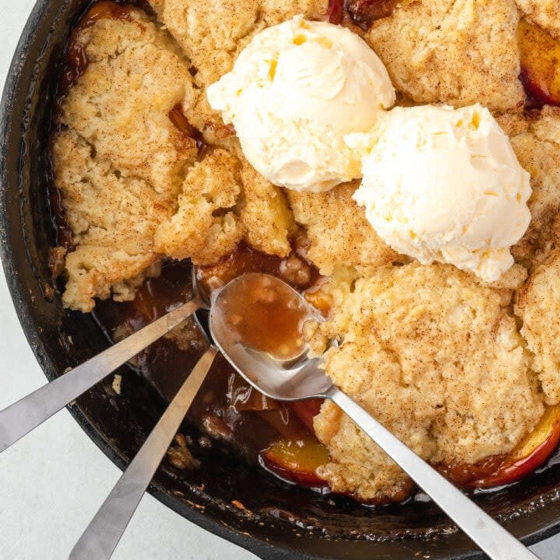 Southern Cast Iron Skillet Peach Cobbler