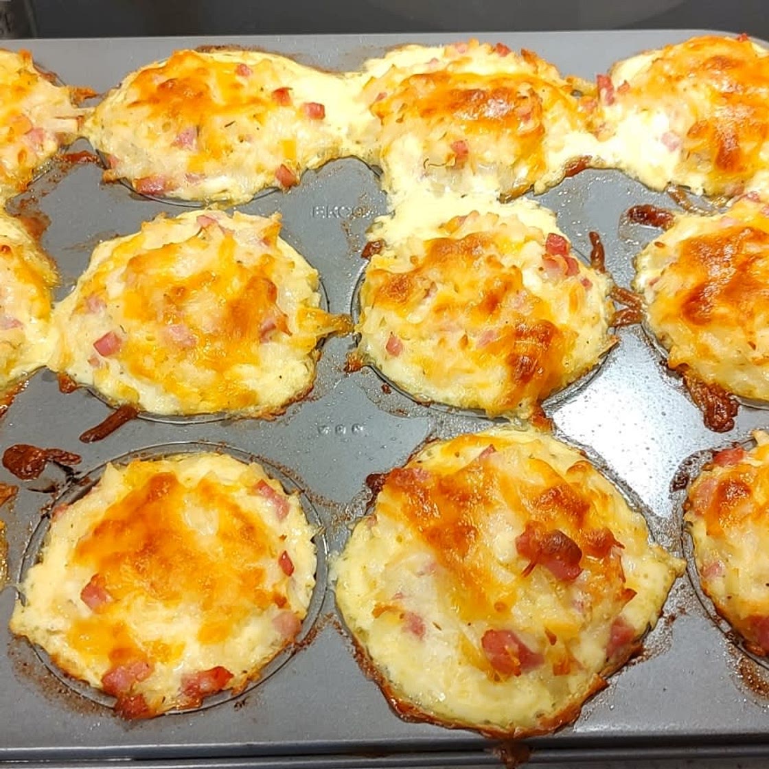 Hash Brown Ham and Cheese Egg Cups