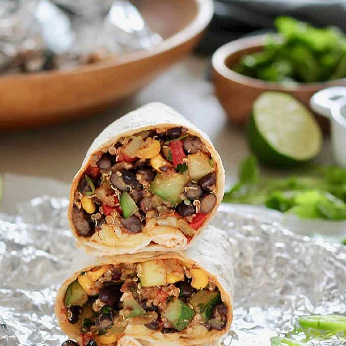 Black Bean and Quinoa Freezer Burritos