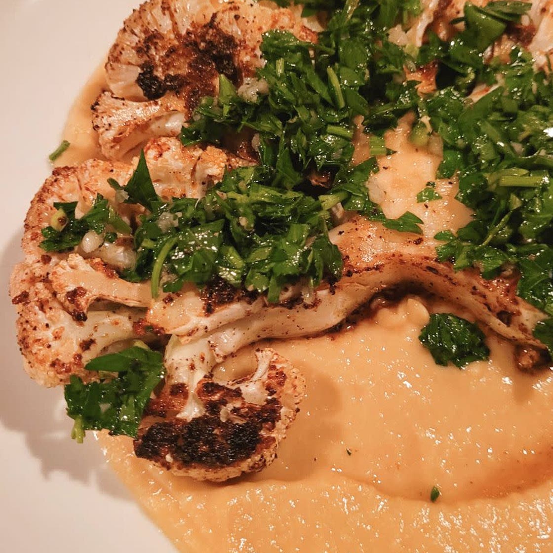 Chimichuri Cauliflower Steaks with Butterbean Puree