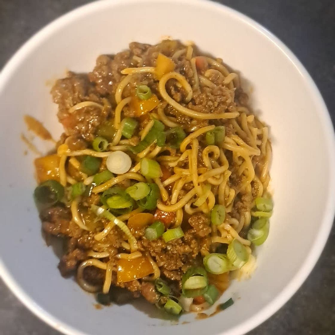 Mongolian Noodles with Ground Beef