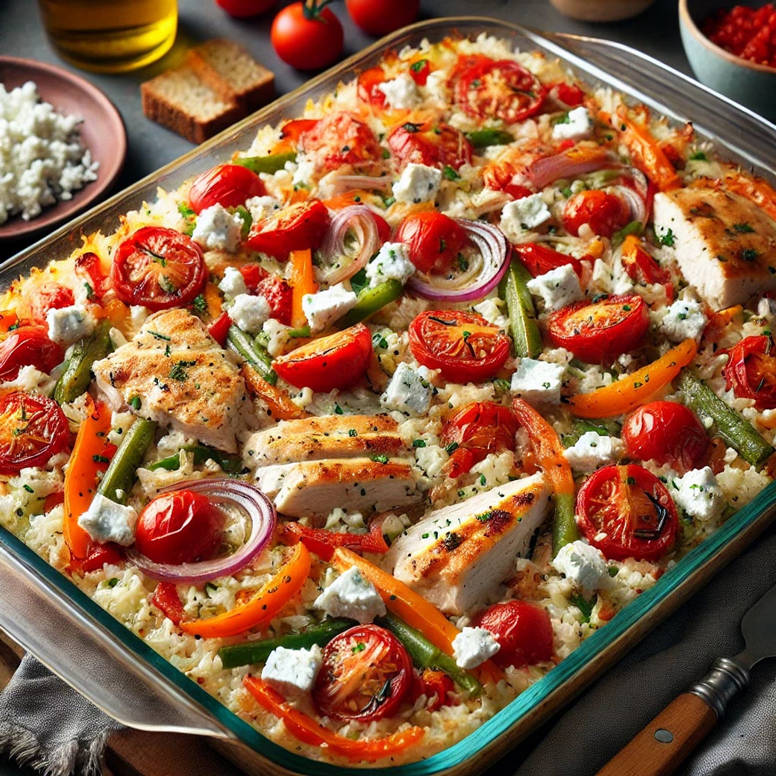 Gratin de riz poulet à la feta