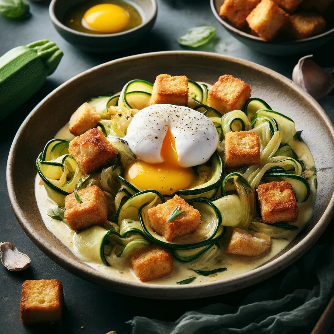 Courgettes à la carbonara