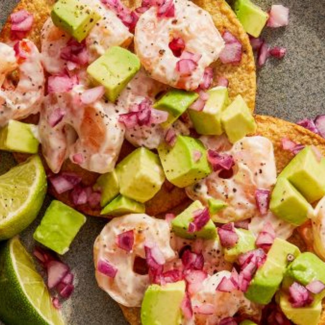 Shrimp and Avocado Tostadas