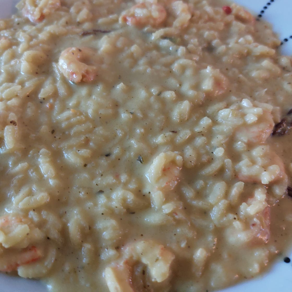 Risotto - Asparagus cream and shrimps