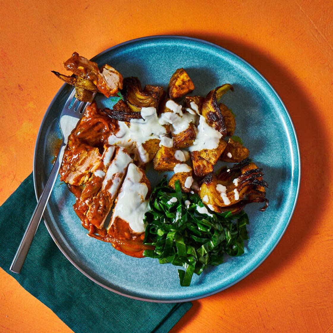 Curried Chicken & Bombay Potato Tray Bake