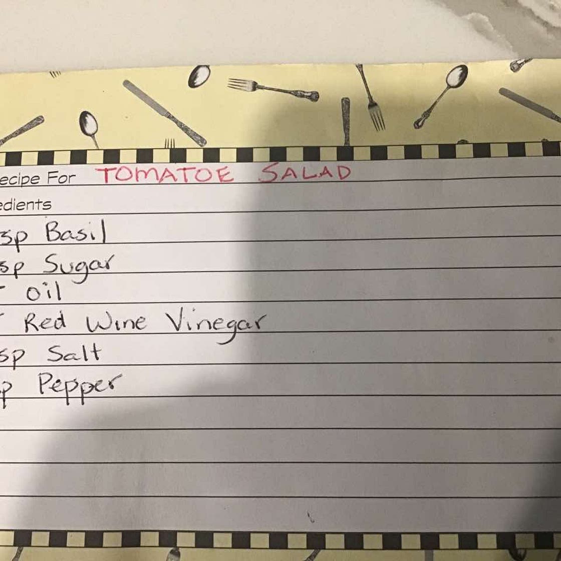 Janet’s Tomato Salad -  Dressing