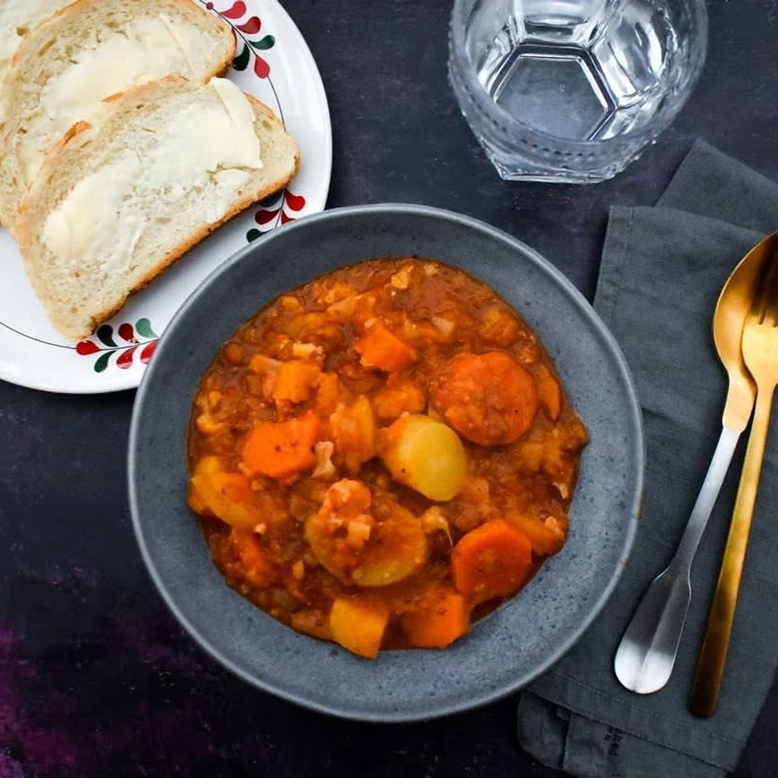 Butternut Squash & Lentil Stew with Potatoes