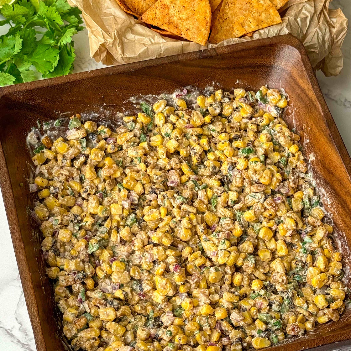 Mexican Street Corn Salad with Homemade Corn Chips