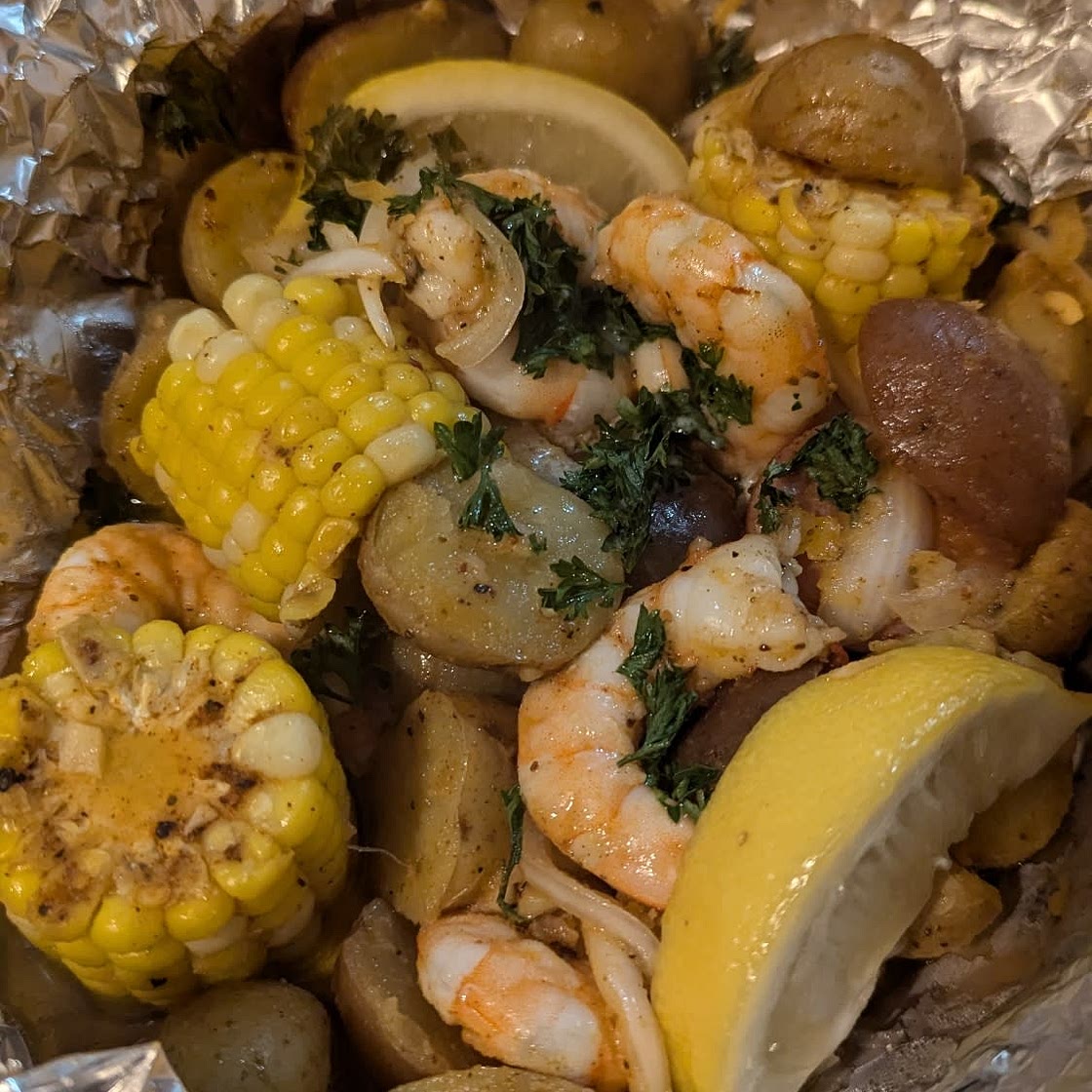 Grilled Shrimp Boil in Foil Packets
