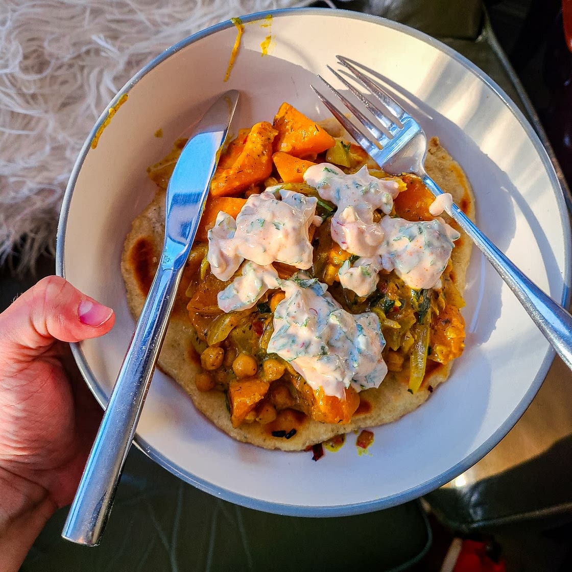 Caribbean Butternut Squash & Chickpea Roti with Spicy Yoghurt Sauce - Ainsley Harriott