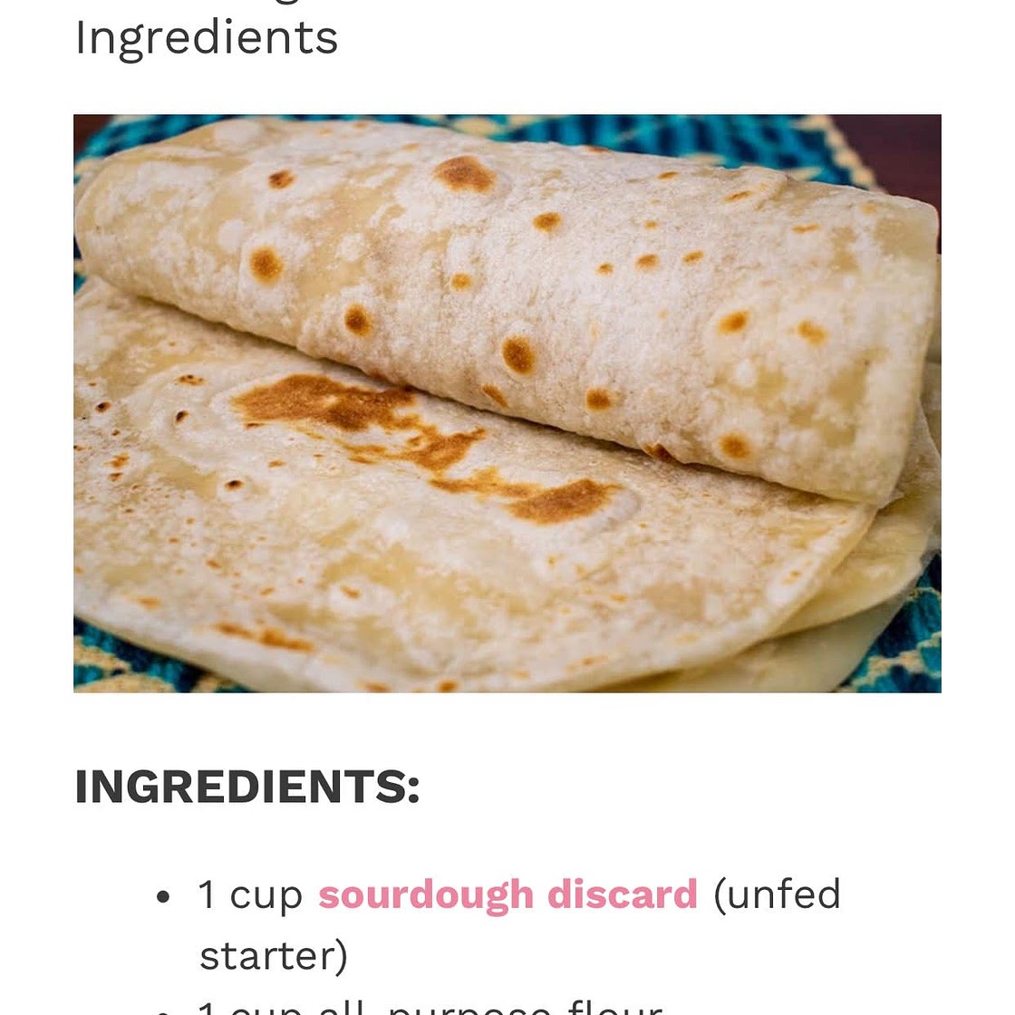 Sourdough discard  tortillas 