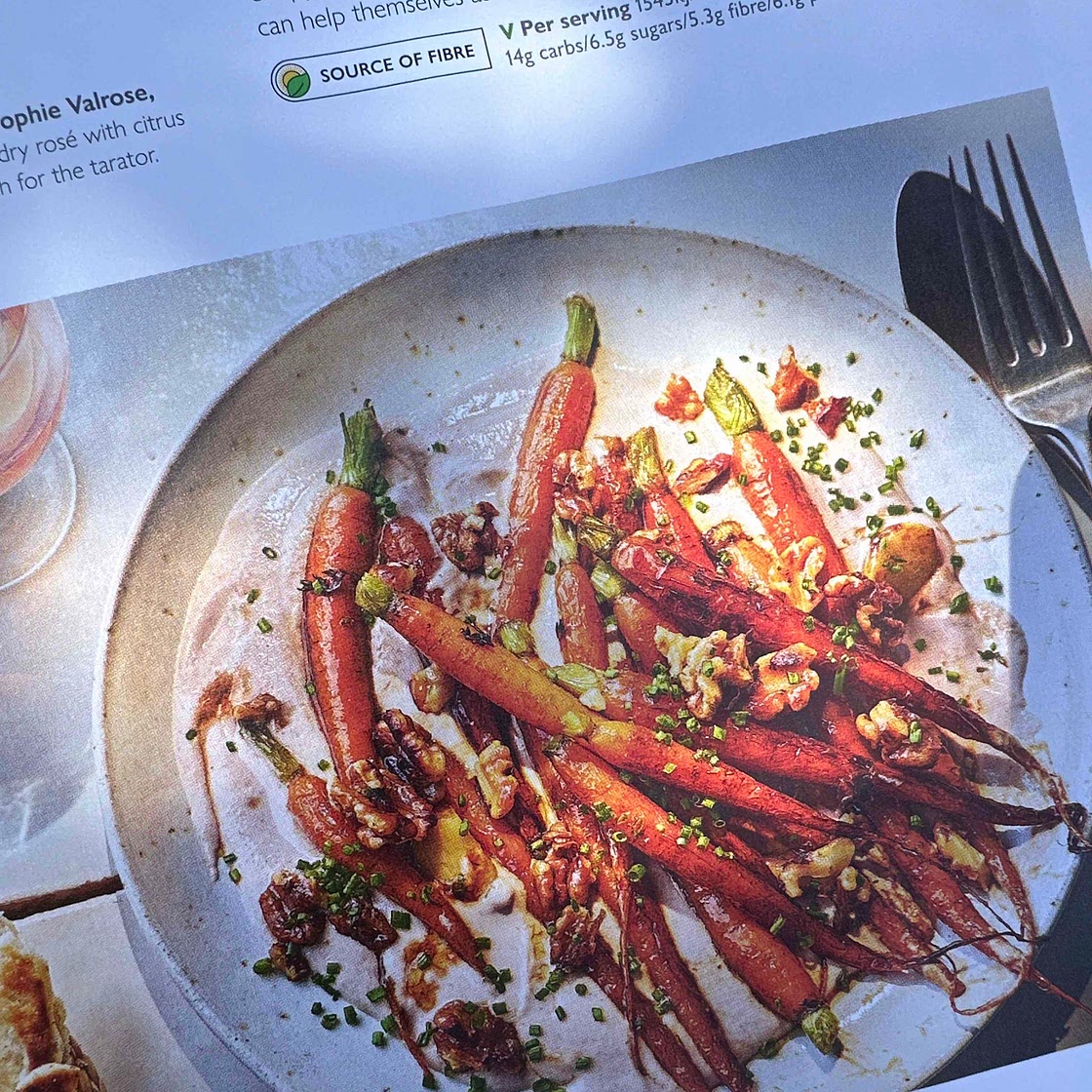 Baby carrots with walnut tarator