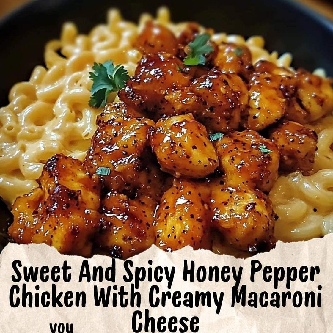 Sweet and Spicy Honey Pepper Chicken with Creamy Macaroni Cheese 🍯🔥🍗
