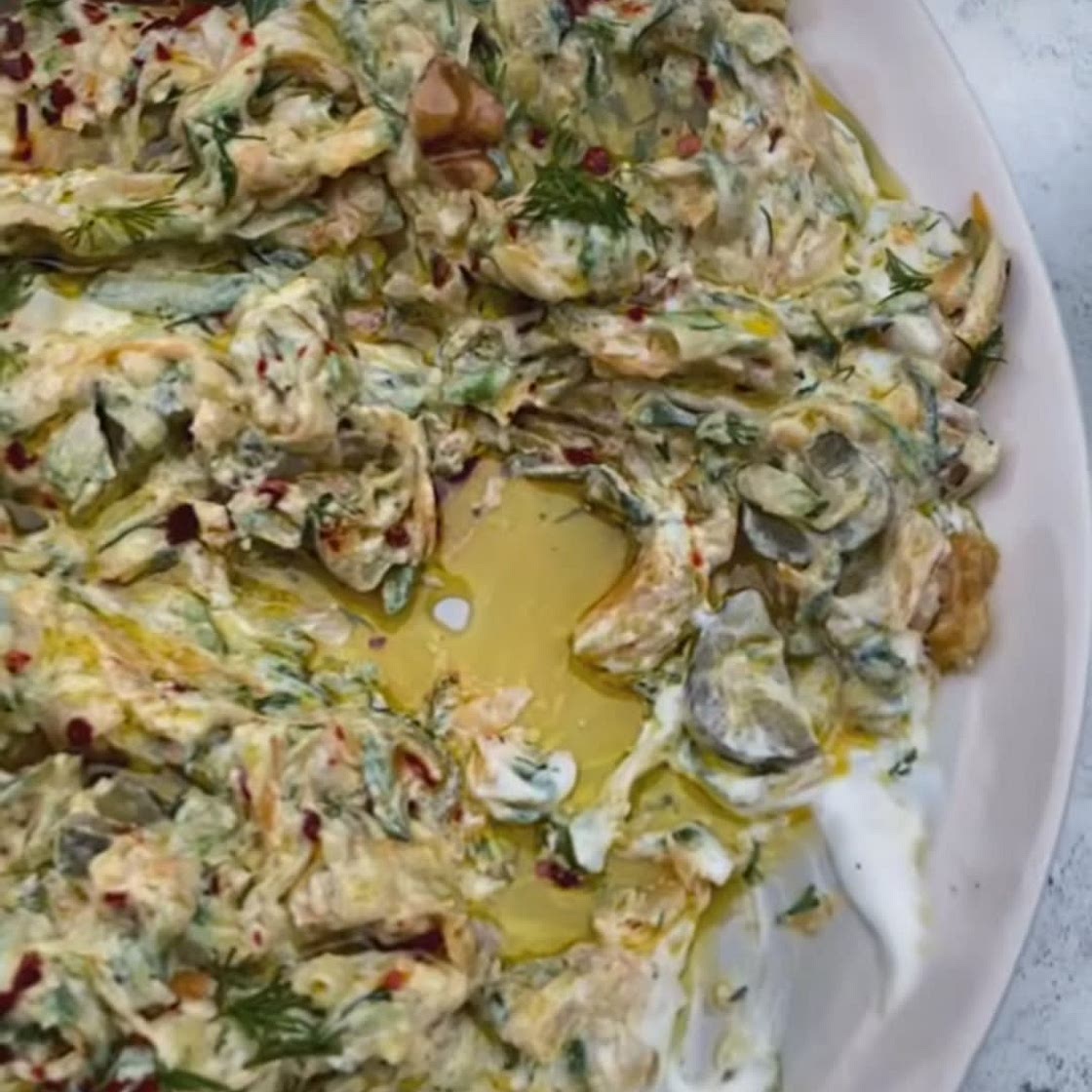 Garlicky Courgettes & Carrots with walnuts & gherkins