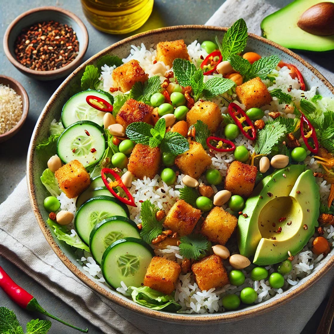 Salade de riz croustillant