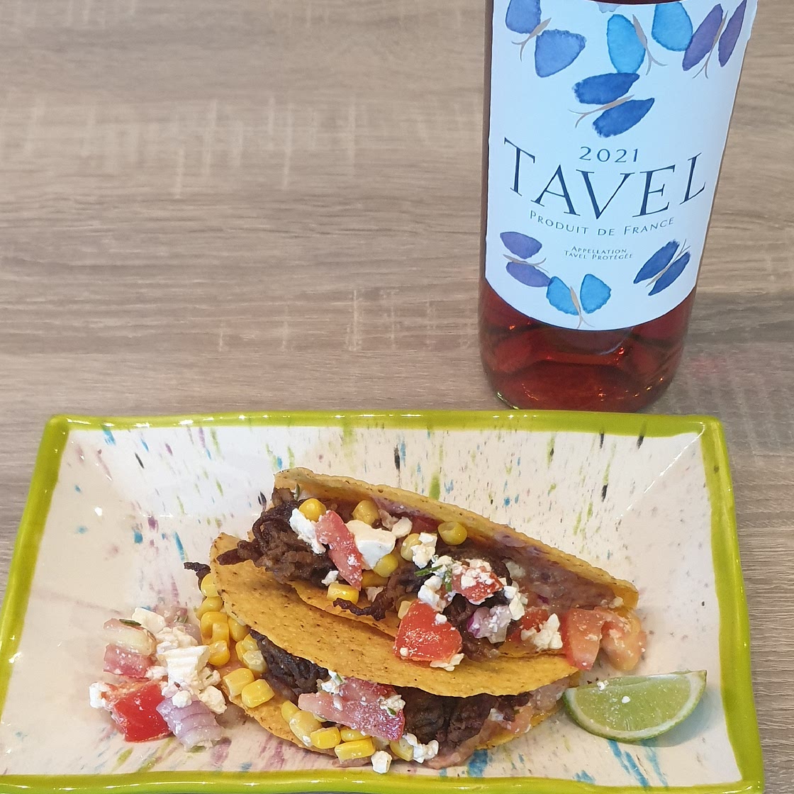 Tacos au haché de bœuf, purée de haricots rouges