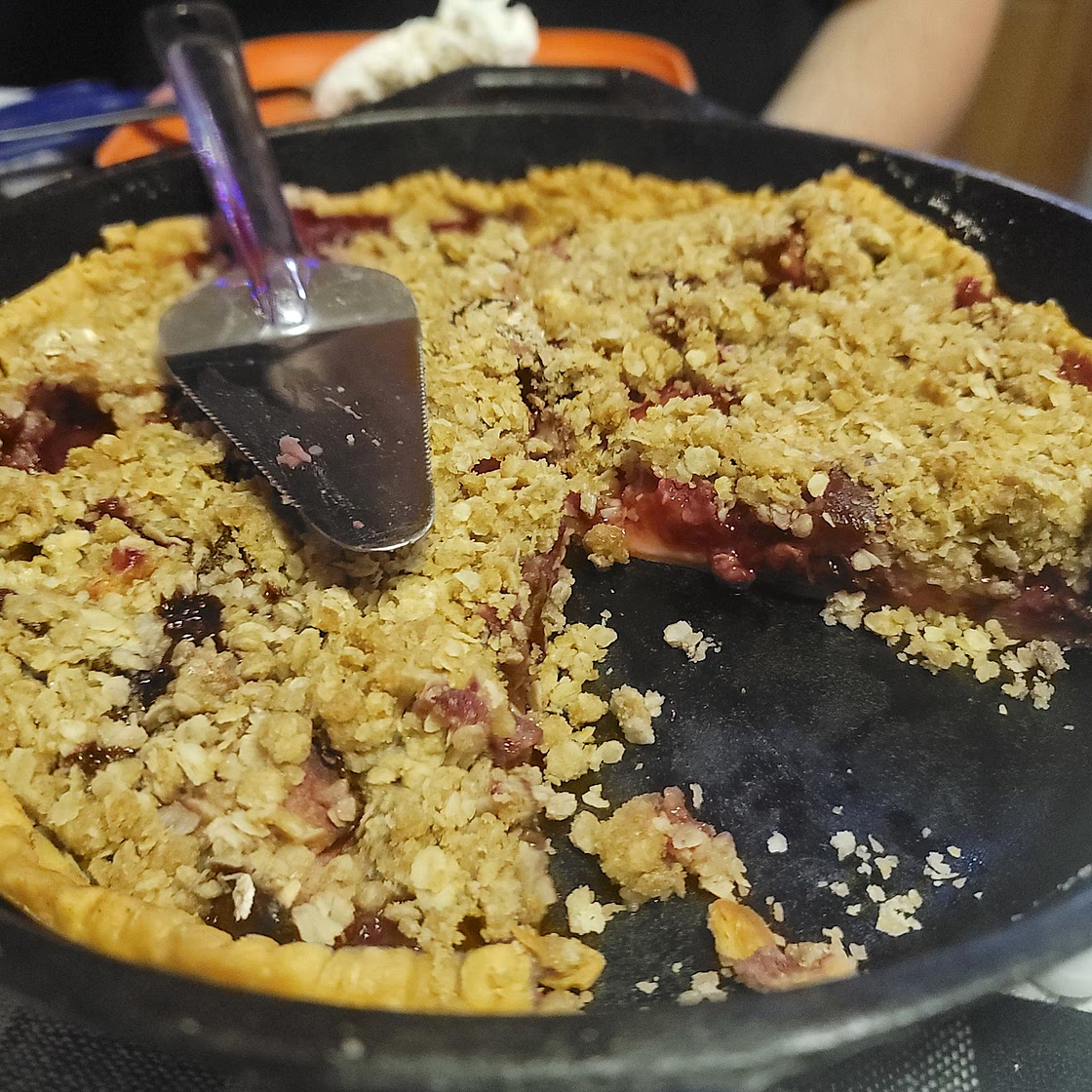Plum Crumble Pie in a Cast Iron