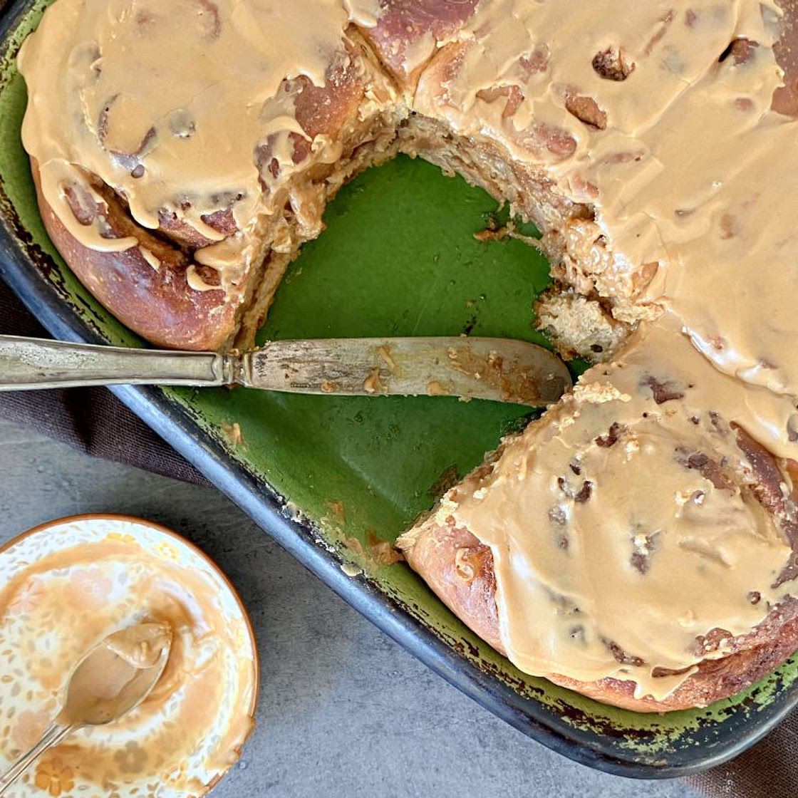 Coffee Cinnamon Spelt Buns with Coffee Icing