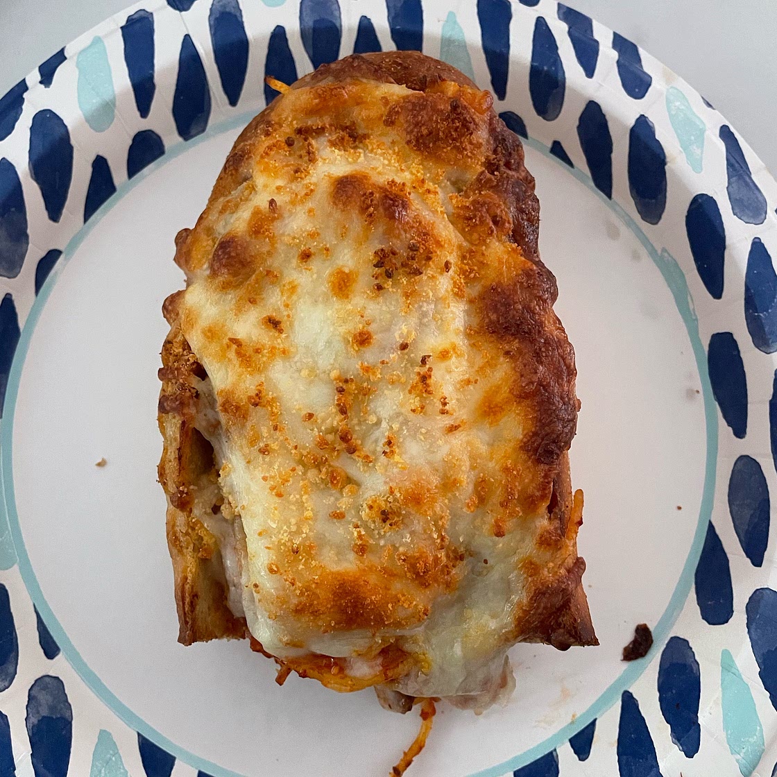 Spaghetti Stuffed Garlic Bread