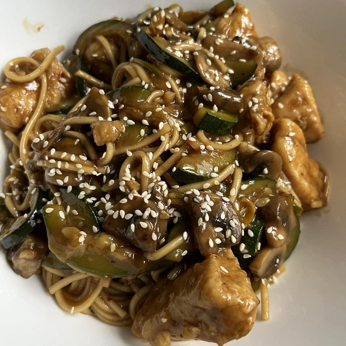 Zucchini Mushroom Chicken Stir Fry
