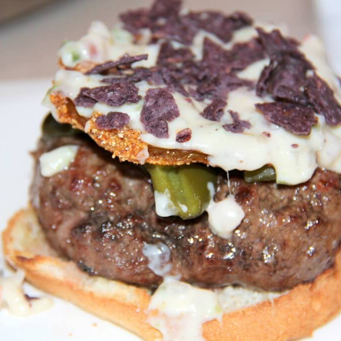 Bobby Flay's Sante Fe Burger with Fried Green Tomatoes