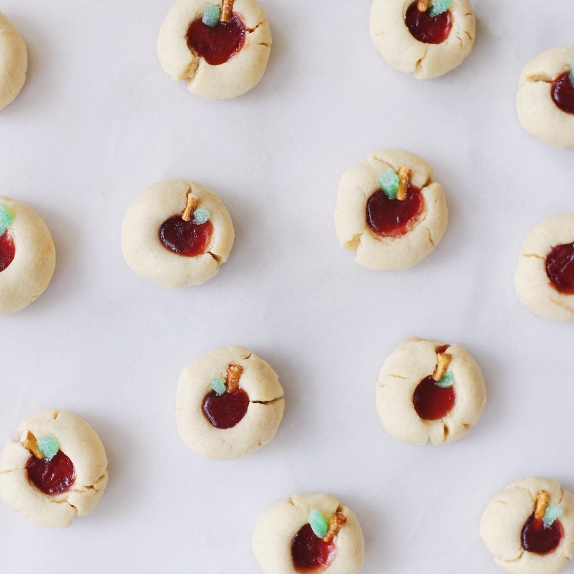 Apple-Shaped Thumbprint Cookies