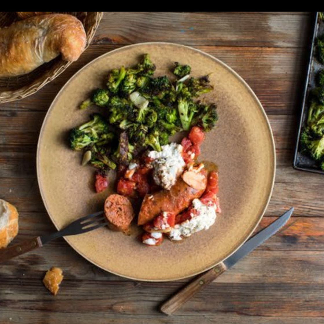 Sausage, Broccoli and Ricotta tray bake 