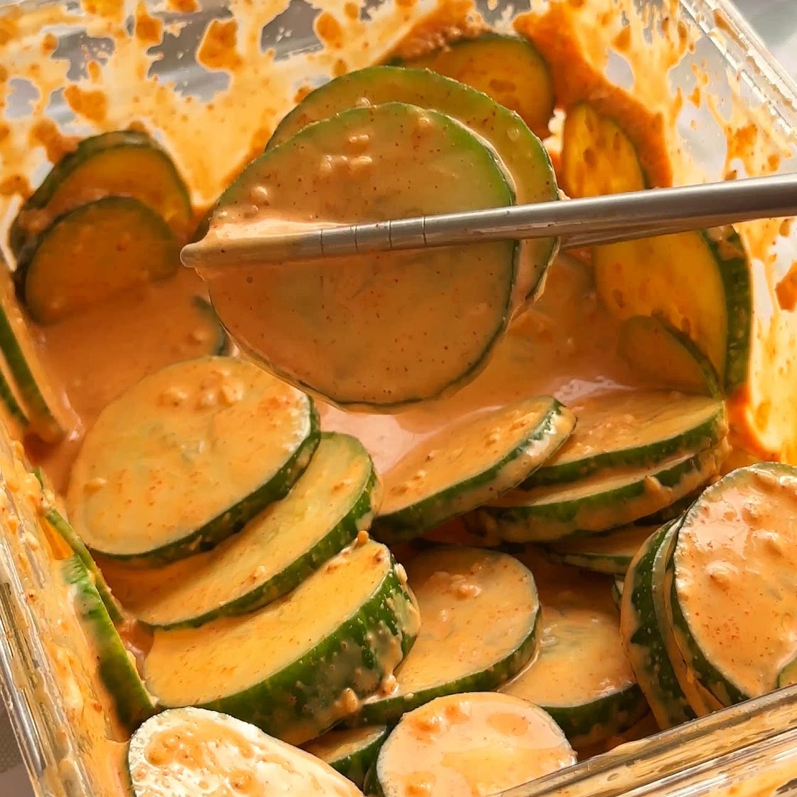 Creamy Gochujang Cucumbers