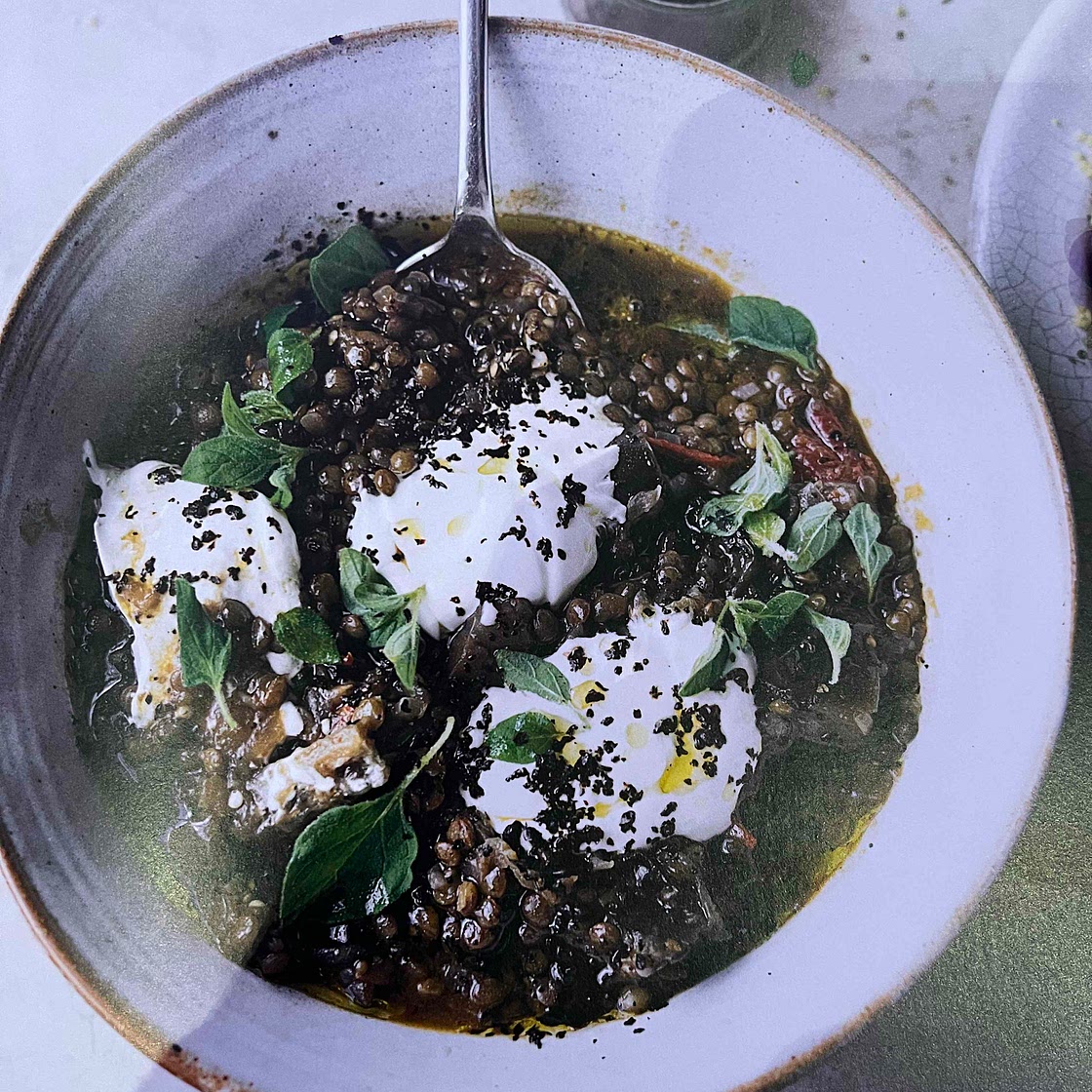 Puy lentil and aubergine stew